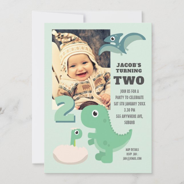 Invitación Fotografía de segundo cumpleaños de los chicos de  (Anverso)