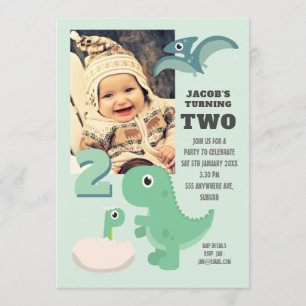 Invitación Fotografía de segundo cumpleaños de los chicos de