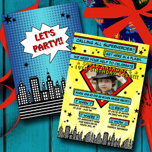 Invitación Fotografía de Superhéroe Comic Cualquier Invitació