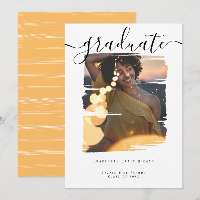 Invitación Fotografía de tipografía Graduación personalizada (Anverso / Reverso)