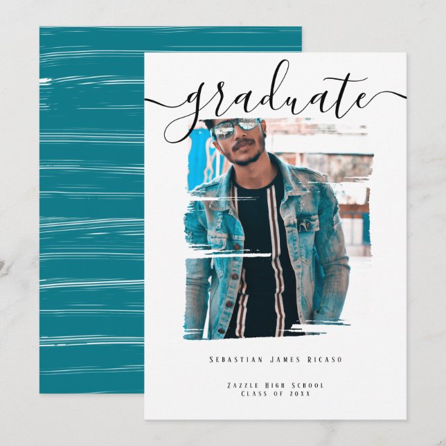 Invitación Fotografía de tipografía Graduación personalizada (Anverso / Reverso)