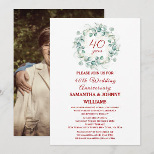 Invitación Fotografía del 40º aniversario del Boda Eucalyptus