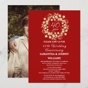 Invitación Fotografía del 40º aniversario del Boda Eucalyptus