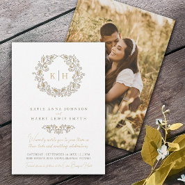 Invitación Fotografía del boda de monograma estilizado de ven