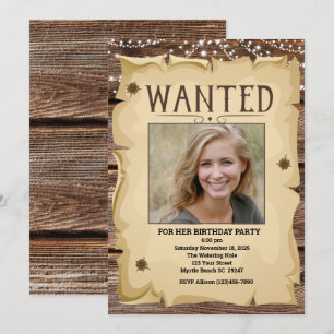 Invitación Fotografía del Funny Wanted Poster Birthday Party
