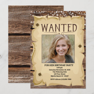 Invitación Fotografía del Funny Wanted Poster Birthday Party