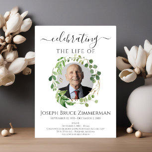 Invitación Fotografía del Greenery Funeral Memorial Service