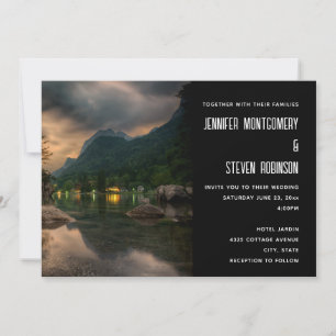 Invitación Fotografía del lago de la montaña al atardecer