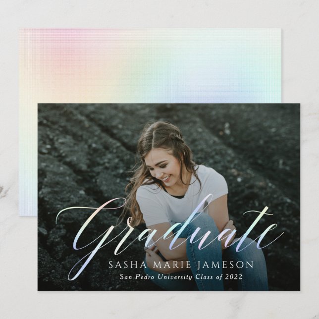 Invitación Fotografía del paisaje de los graduados de caligra (Anverso / Reverso)