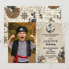 Invitación Fotografía del Partido Pirata del Cumpleaños Ahoy 