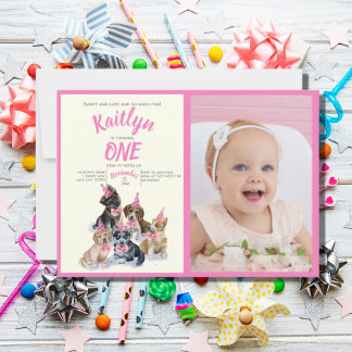 Invitación Fotografía del primer cumpleaños del tema de los p