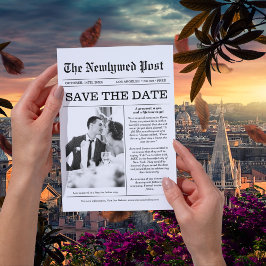 Invitación Fotografía divertida de un periódico único Guardar