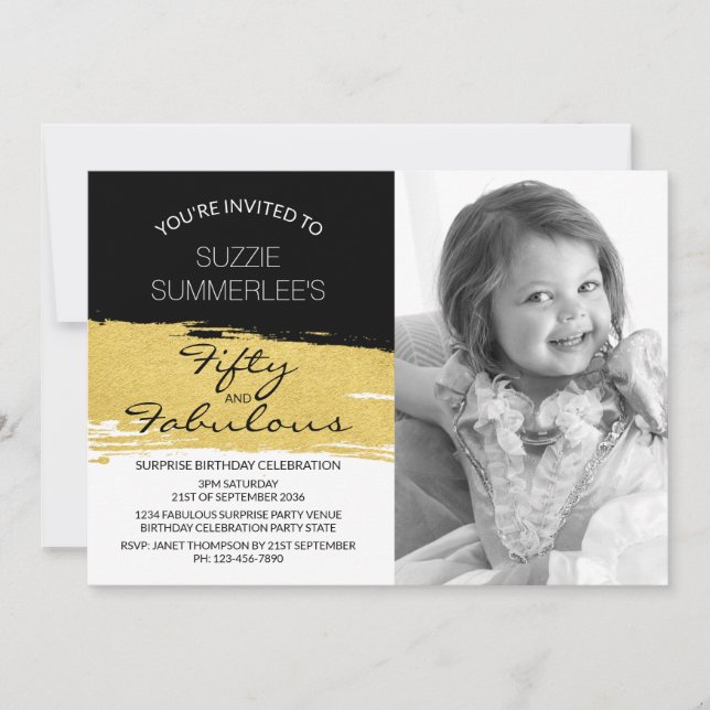 Invitación Fotografía fabulosa de cumpleaños (Anverso)