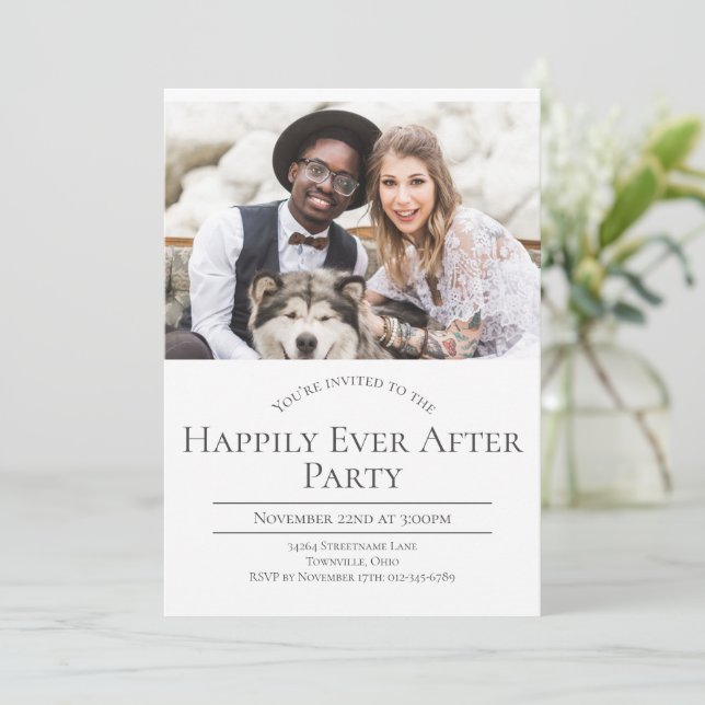 Invitación Fotografía Feliz Desde El Fiesta De La Recepción D (Anverso de pie)
