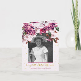 Invitación Fotografía funeral Borgoña Floral Elegante Invitac