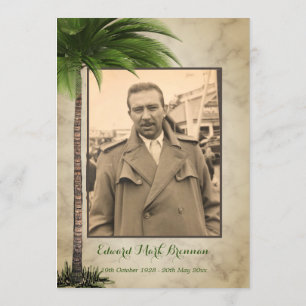 Invitación Fotografía funeral Elegante Palm Tree Green Foliag