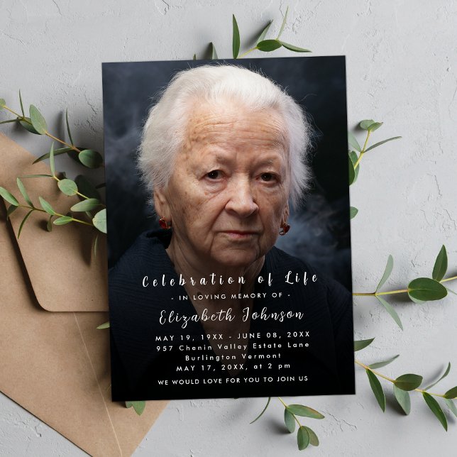 Invitación Fotografía funeraria moderna | Celebración del gui (Subido por el creador)