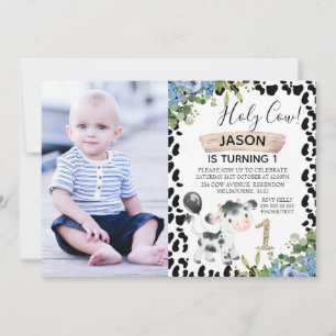 Invitación Fotografía impresa en vaca y vaca sagrada para niñ