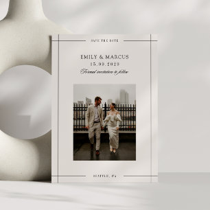 Invitación Fotografía minimal beige moderna de la frontera, a