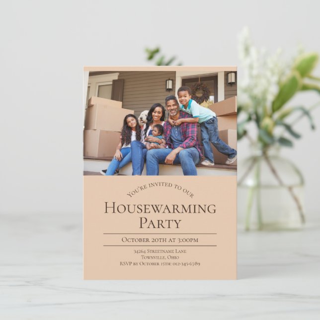 Invitación Fotografía moderna Calentamiento de hogares (Anverso de pie)