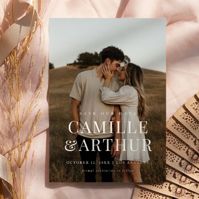 Invitación Fotografía moderna Elegante Boda elegante guardar  (Subido por el creador)