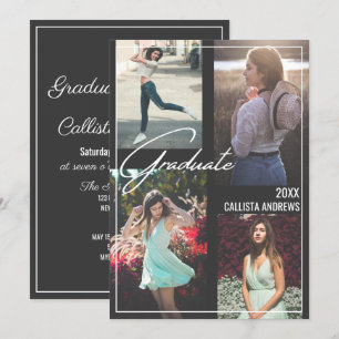 Invitación Fotografía moderna en blanco negro simple graduaci