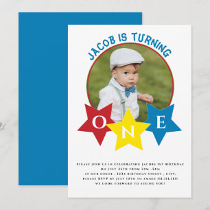 Invitación Fotografía moderna minimalista 1º cumpleaños