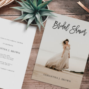 Invitación Fotografía moderna simple ducha de novia