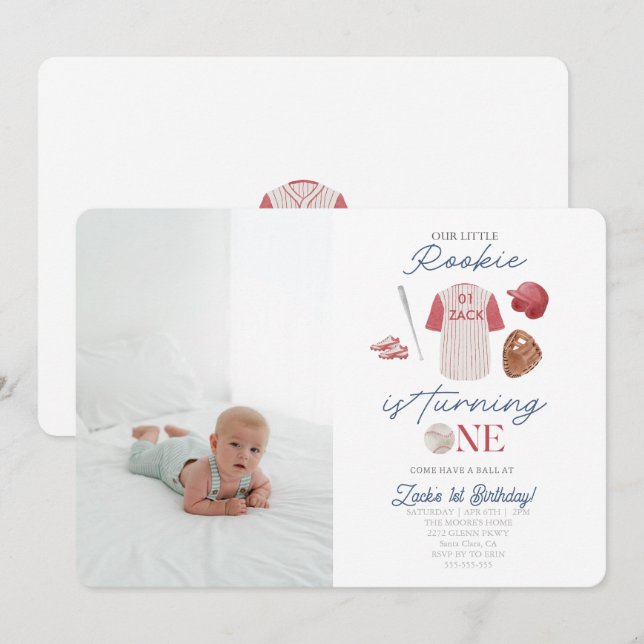 Invitación Fotografía: Niños uniformados de béisbol novato Pr (Anverso / Reverso)