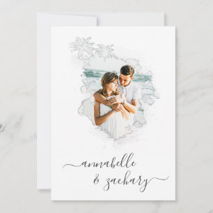 Invitación ~* FOTOGRAFÍA oceánica de playa + RSVP + Boda QR A
