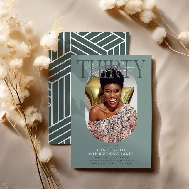 Invitación Fotografía ovalada moderna y firma por 30 años (Subido por el creador)