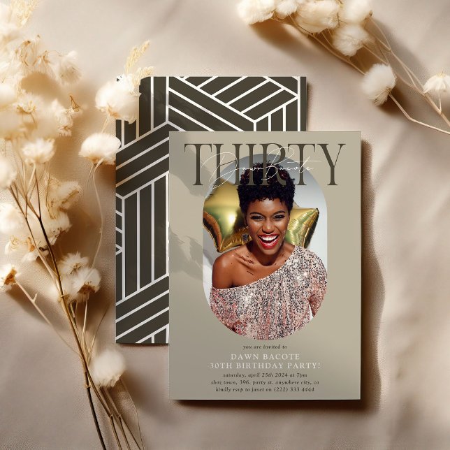 Invitación Fotografía ovalada moderna y firma por 30 años (Subido por el creador)