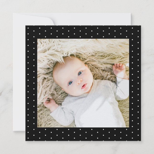 Invitación Fotografía para bebés Puntos de Polka pequeños bla (Anverso)