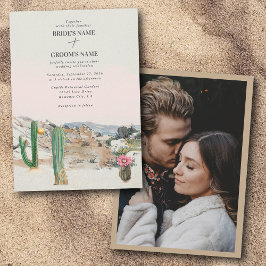 Invitación Fotografía personalizada de boda boho cactus del d