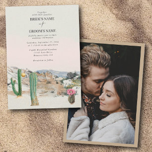 Invitación Fotografía personalizada de boda boho cactus del d