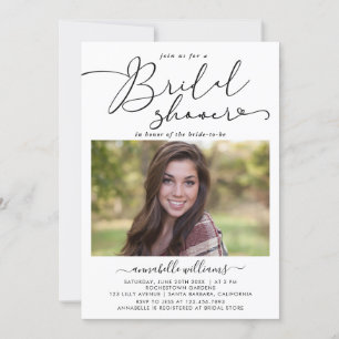 Invitación Fotografía simple de ducha de novia