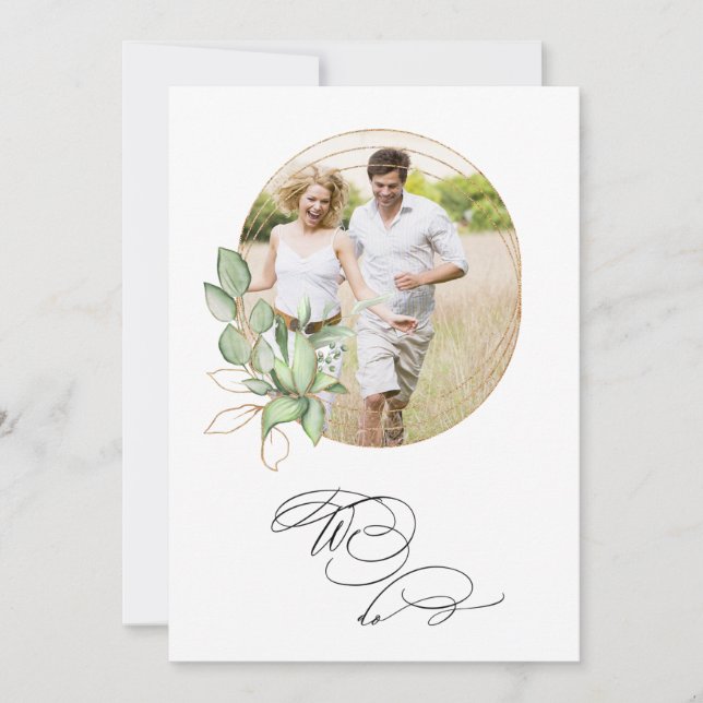 Invitación *~* Fotografía verde AR6 RSVP + Boda QR Invitati (Anverso)