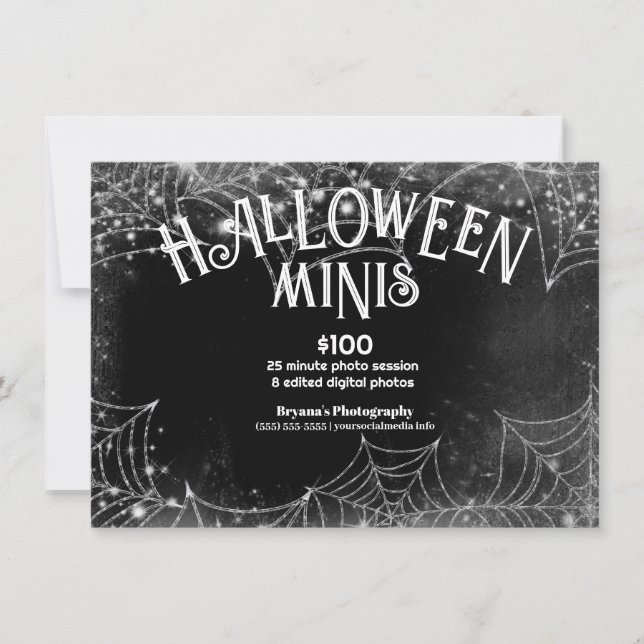 Invitación Fotografías de Halloween Minis Spiderwebs (Anverso)