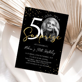 Invitación fotográfica 50 cumpleaños de Black Gold