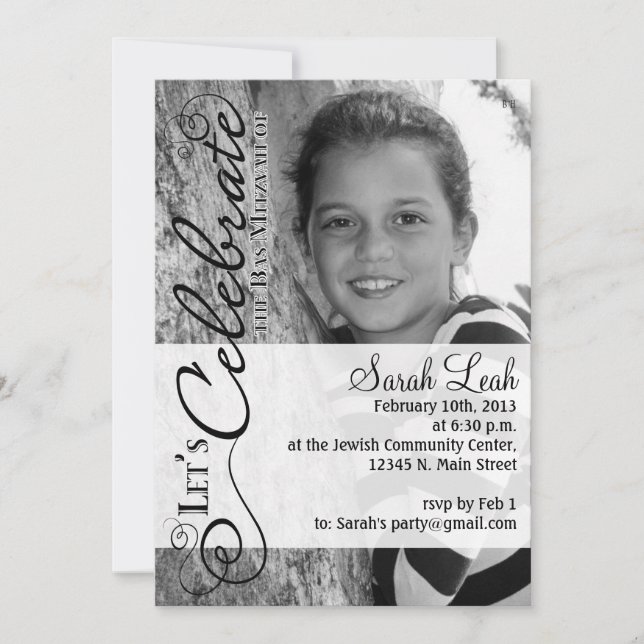 Invitación fotográfica Bat Mitzvah (Anverso)