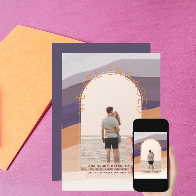 Invitación fotográfica Dave Date Boda Naranja púrp (Subido por el creador)