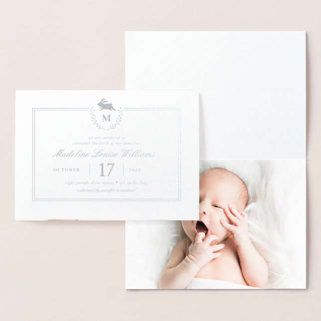 Invitación FOTOGRÁFICA DE BABY | Conejo Minimalist (Demostración)
