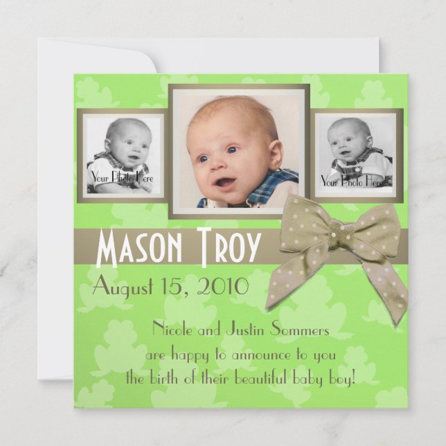 Invitación fotográfica de bebé con amapola (Anverso)