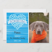 Invitación fotográfica de Blue Watercolor Dog Paw