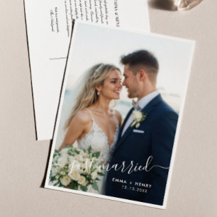 Invitación fotográfica de Boda con guión recién ca