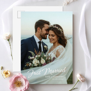 Invitación fotográfica de Boda con guión recién ca