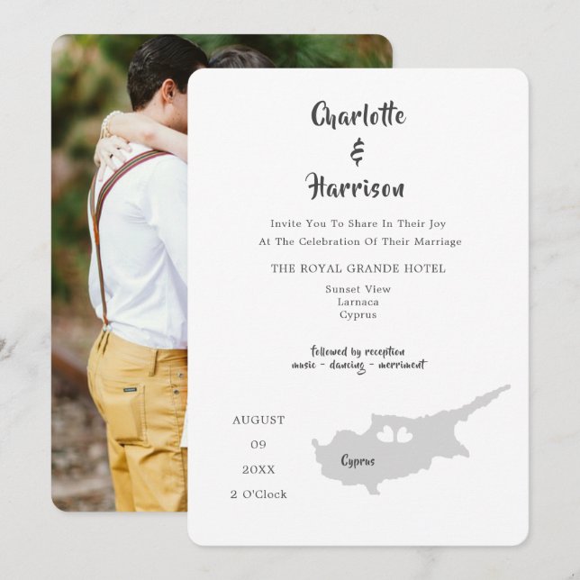 Invitación fotográfica de Boda de Chipre (Anverso / Reverso)