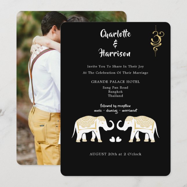 Invitación fotográfica de Boda de Tailandia (Anverso / Reverso)