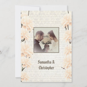 Invitación fotográfica de boda floral vintage Peac