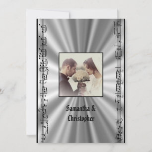 Invitación fotográfica de bodas negros y plateados